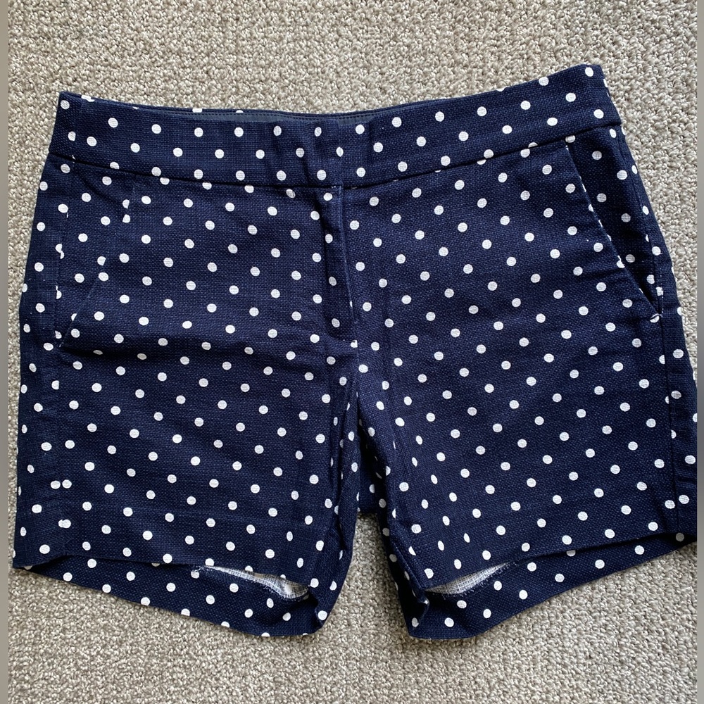 J. Crew polka dot linen blend shorts, size 0